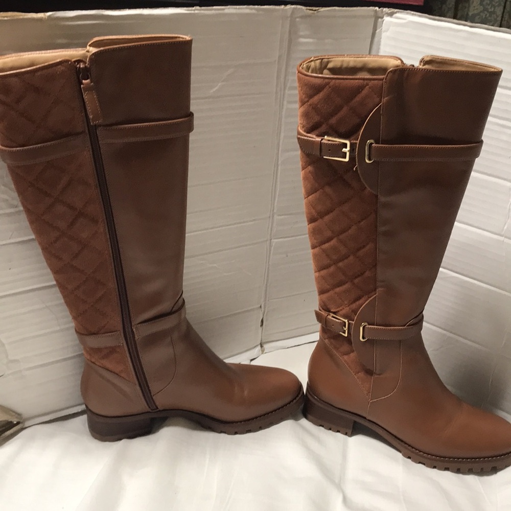 Talbots smooth/suede leather knee high boots. EUC